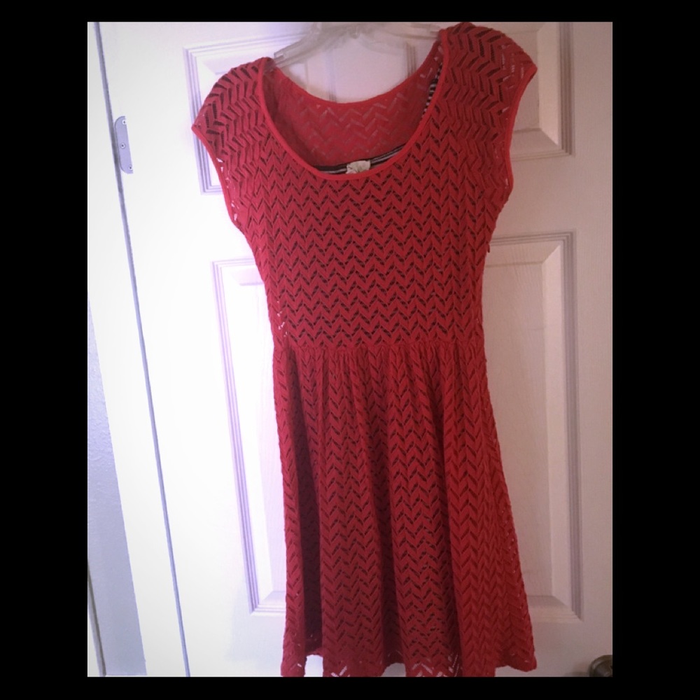 Short sleeve coral spring dress from Anthropologie